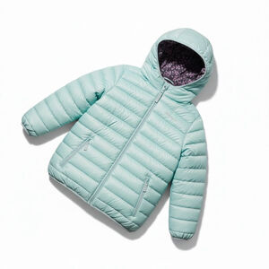 Girls Eddie Bauer Puffer Jacket L (14/16) Light Blue Purple Reversible